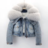 Big MaMa Fox Fur Jean Jacket