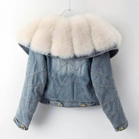 Big MaMa Fox Fur Jean Jacket