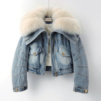 Big MaMa Fox Fur Jean Jacket