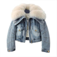 Big MaMa Fox Fur Jean Jacket