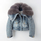 Big MaMa Fox Fur Jean Jacket