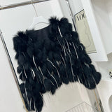 Natural Fox Fur Coat With Tassels