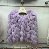 Natural Fox Fur Coat With Tassels