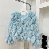 Natural Fox Fur Coat With Tassels