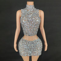 Lustrous Allure Silver Backless Two Piece Set